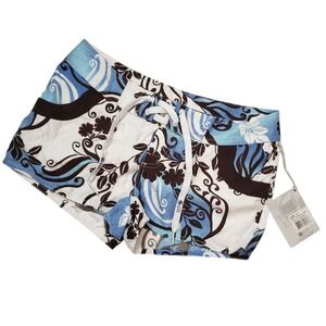 NWT Vintage Size 5 Swim Shorts Tropical Beach Low-rise Lace-Up Front Surfer Girl